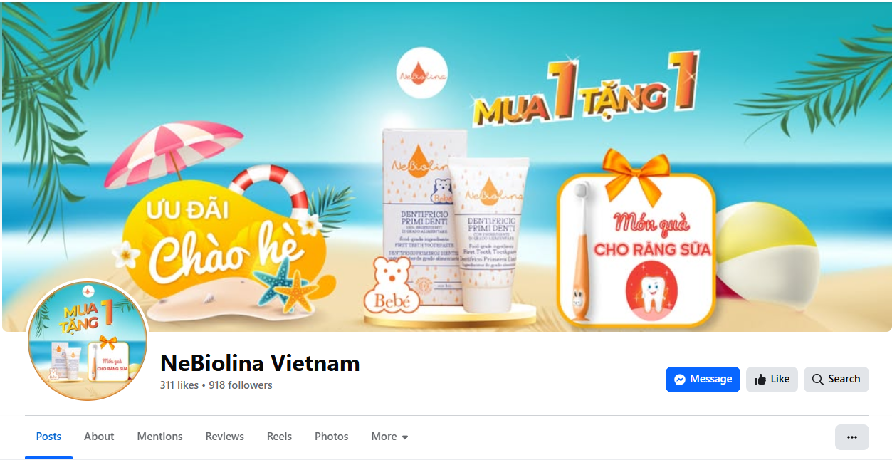 Khách hàng có thể mua hàng tại fanpage của NeBiolina.vn