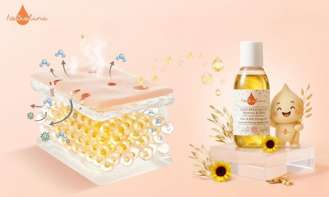 Dầu massage giúp phục hồi hàng rào lipid bị tổn thương ở da nhạy cảm