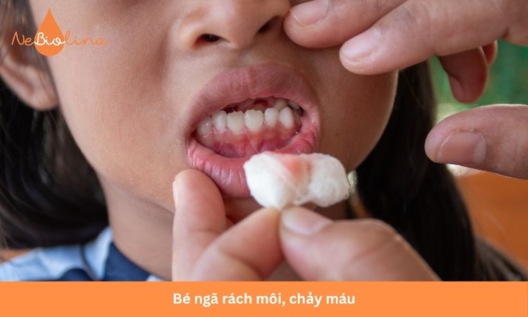 Cầm máu cho bé ngay sau khi bé bị ngã gãy răng sữa.