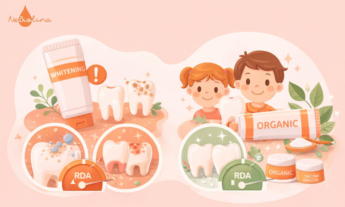 Kem đánh răng organic có RDA thấp phù hợp hơn với răng sữa của trẻ