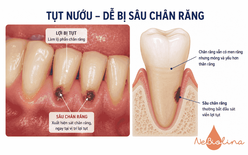 Tụt nước gây sâu răng ở người lớn tuổi