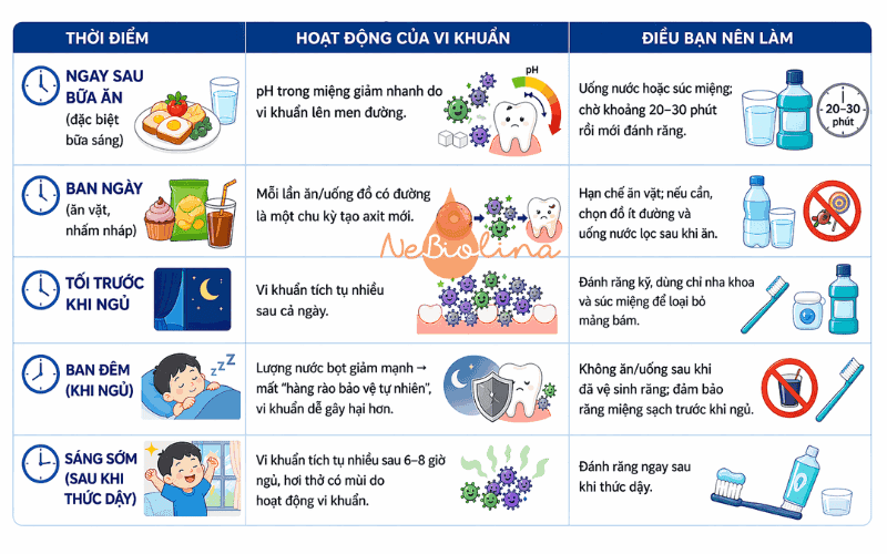 Vi khuẩn sâu răng hoạt động khi nào 