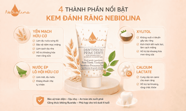 4 thành phần chính của Kem đánh răng NeBiolina