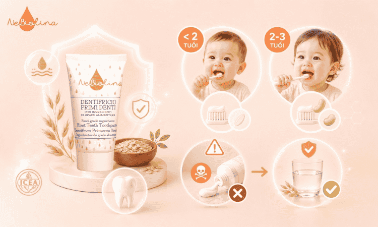Hướng dẫn sử dụng Kem đánh răng nuốt được NeBiolina
