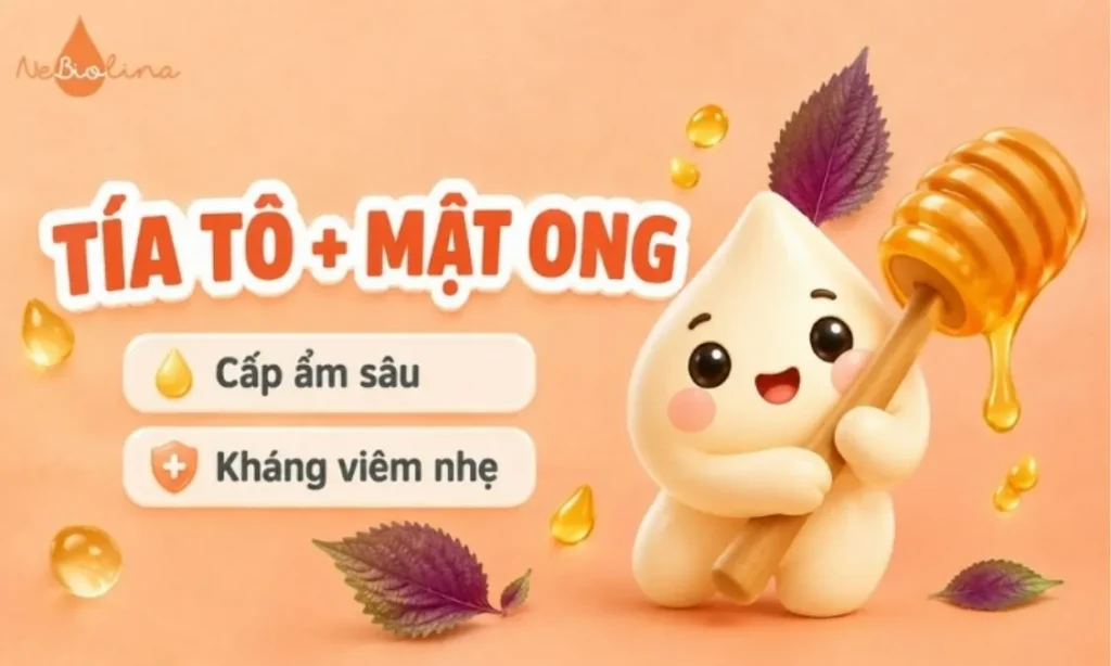Mật ong giúp giảm cảm giác khô căng sau khi đắp mặt nạ lá tía tô