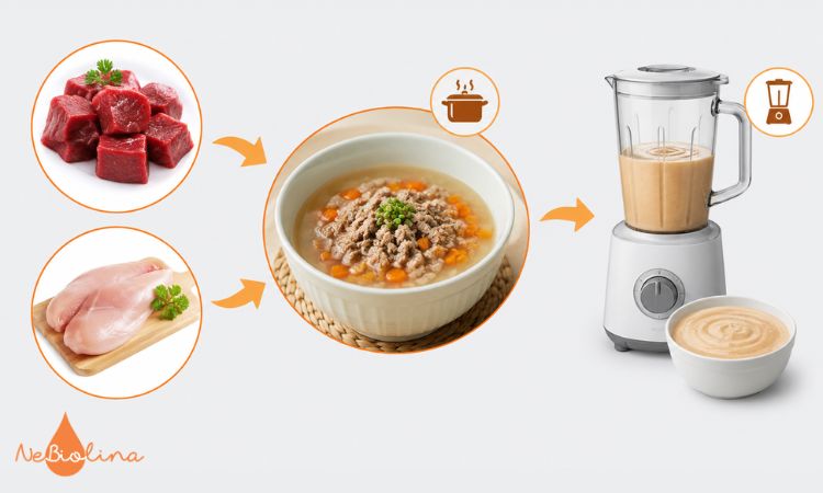 Đồ ăn dai nên được hầm mềm, băm nhỏ hoặc xay nhuyễn để giảm áp lực lên nướu viêm.