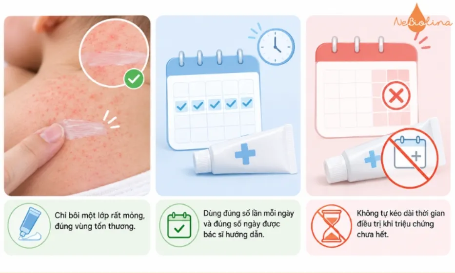 Chỉ dùng thuốc theo hướng dẫn của bác sĩ để đảm bảo an toàn cho bé.