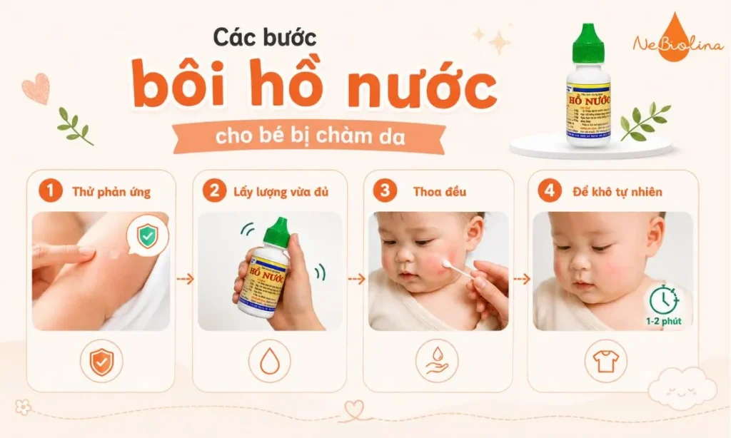 Các bước bôi hồ nước cho bé bị chàm da