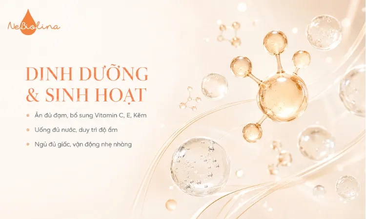 Chế độ dinh dưỡng kết hợp vận động nhẹ nhàng giúp duy trì độ đàn hồi của làn da từ bên trong.