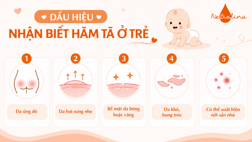 Những dấu hiệu dễ nhận biết hăm tã ở trẻ