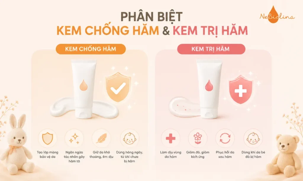 Mẹ cần phân biệt rõ kem chống hăm và kem trị hăm
