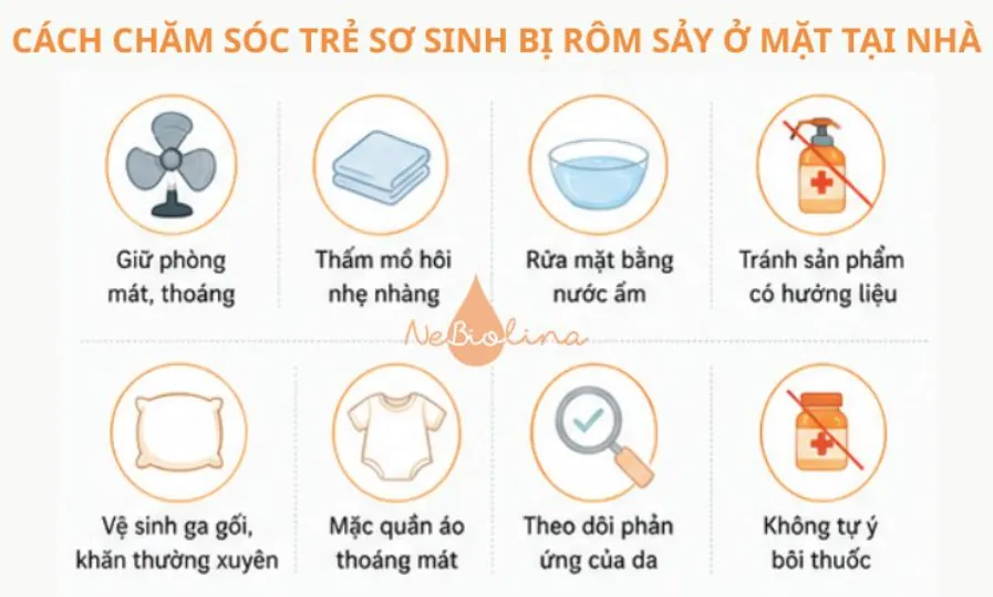 Hướng dẫn chăm sóc rôm sảy ở mặt tại nhà.