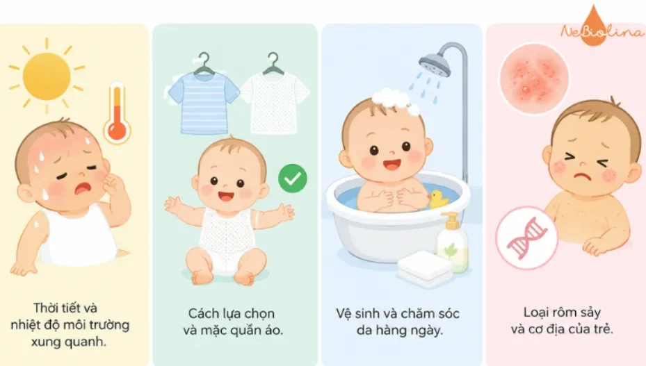 Thời gian khỏi rôm sảy phụ thuộc vào nhiều yếu tố khác nhau.