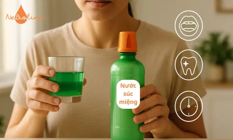 Nước súc miệng sát khuẩn hỗ trợ giảm viêm nướu. 
