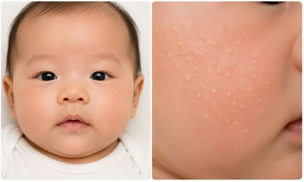 Chụp cả ảnh toàn mặt và cận cảnh để đánh giá chính xác tình trạng mụn sữa.