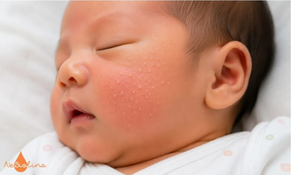 Biến thể nhẹ của neonatal acne - viền hồng do giãn mạch, không phải viêm nhiễm.
