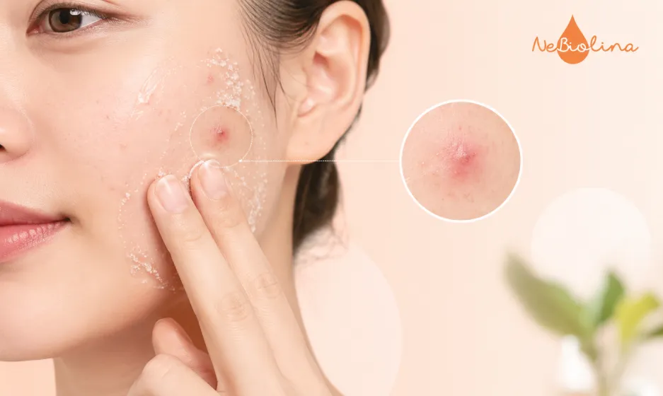 Tẩy tế bào chết vật lý phù hợp khi da mụn cấp độ nhẹ, không bị viêm hở