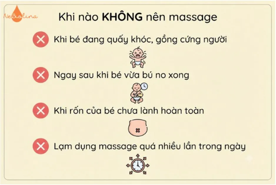 Khi nào không nên massage bụng cho bé