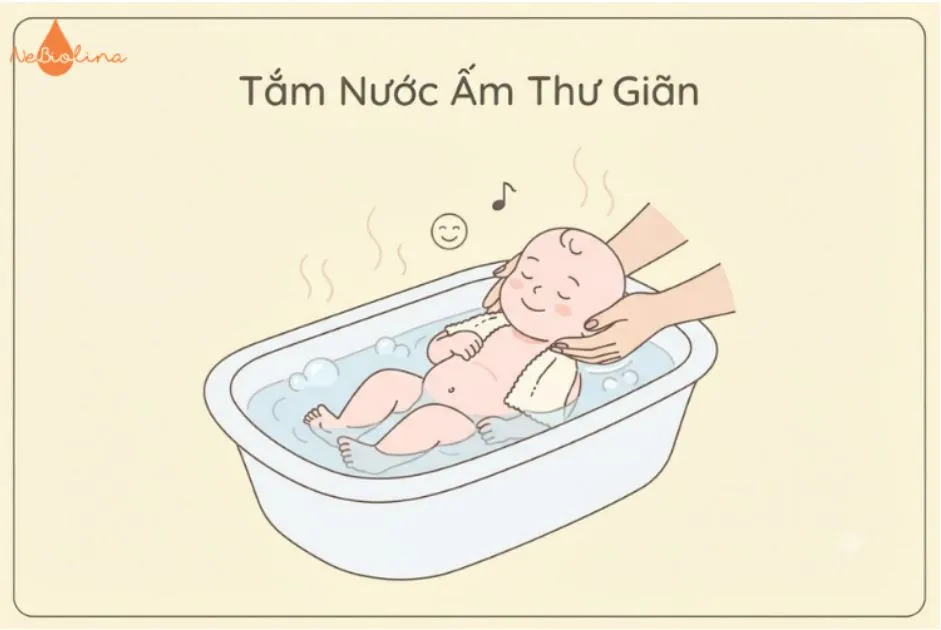 Tắm nước ấm thư giãn cho bé
