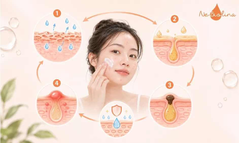 Dưỡng ẩm phù hợp giúp bảo vệ hàng rào da, hạn chế mất nước và tiết dầu gây mụn.