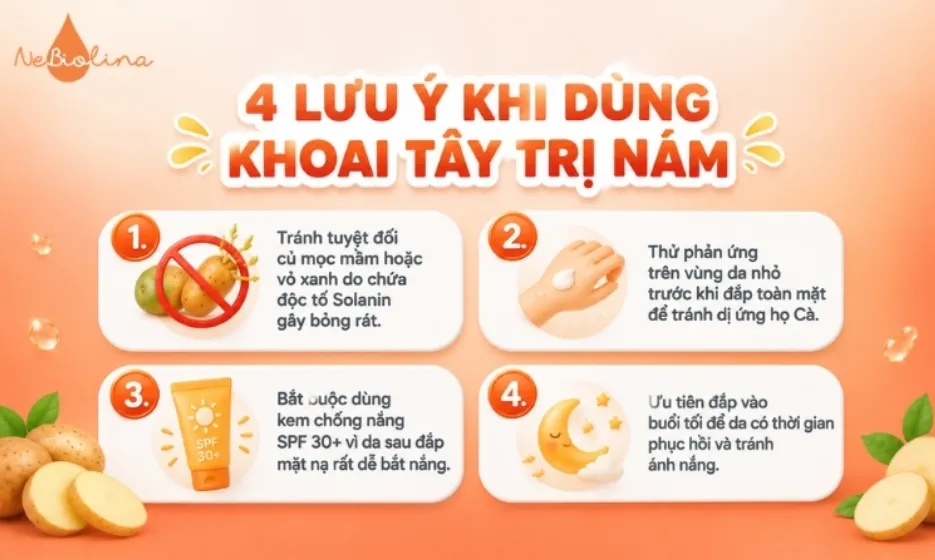 Không dùng khoai tây mọc mầm để đắp mặt nạ