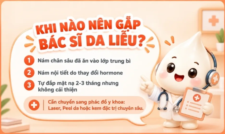 Các trường hợp nám nặng, nám chân sâu nên đi khám để có phác đồ điều trị phù hợp