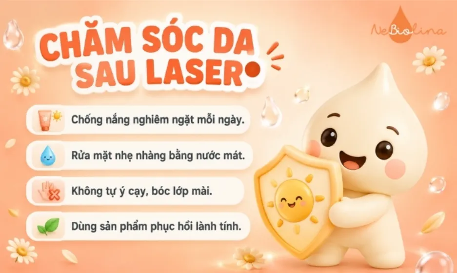 Chống nắng là bước chăm sóc bắt buộc sau bắn laser