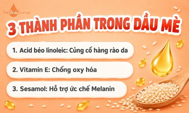 3 thành phần trong dầu mè có tác dụng trên da