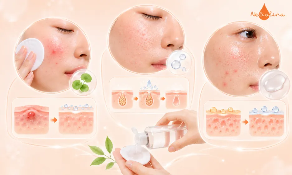 Chọn toner phù hợp theo từng tình trạng da mụn.