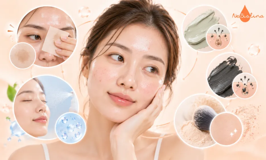 Các sản phẩm hỗ trợ giúp kiểm soát dầu thừa và duy trì làn da thông thoáng