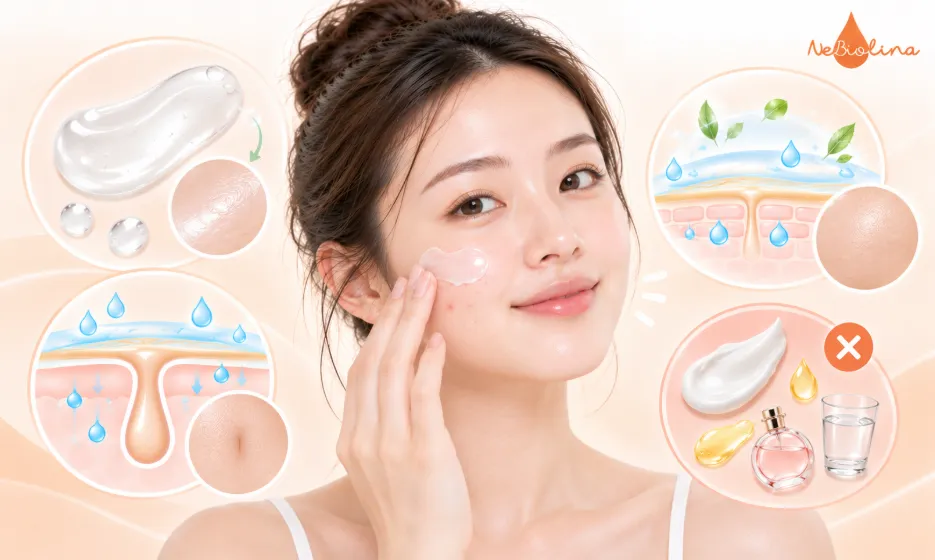 Ưu tiên kết cấu nhẹ, cấp ẩm tốt và hạn chế thành phần dễ gây bí da.