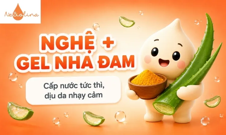 Mặt nạ tinh bột nghệ kết hợp nha đam giúp cấp ẩm, làm dịu da