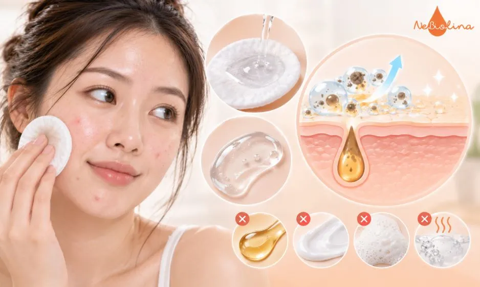Tẩy trang dịu nhẹ giúp làm sạch dầu thừa mà vẫn bảo vệ hàng rào da.