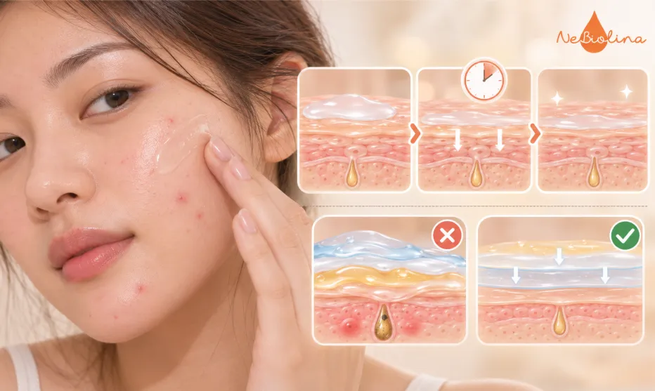 Chờ sản phẩm thẩm thấu trước khi thoa lớp tiếp theo để hạn chế bí da.