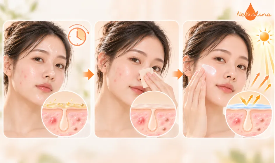 Các bước thoa lại kem chống nắng trong ngày.