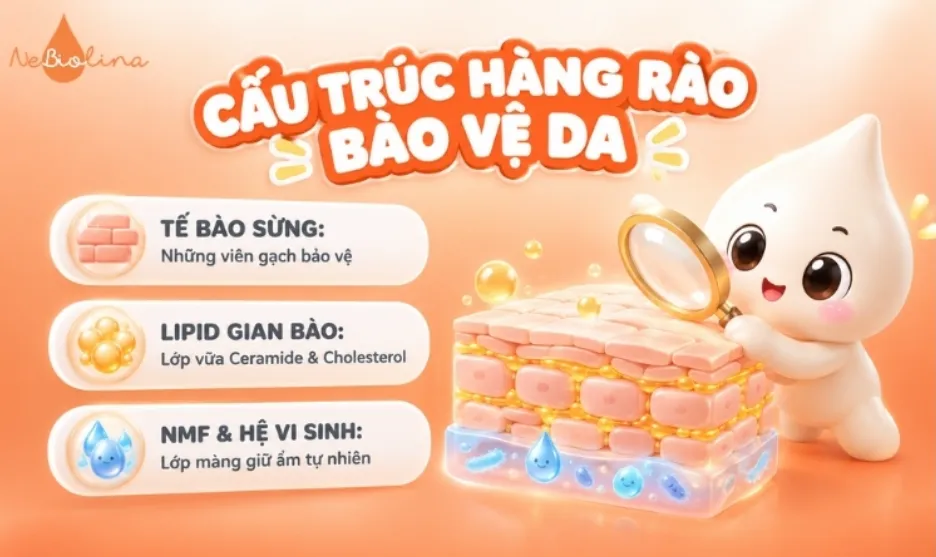 Hàng rào bảo vệ da có cấu trúc 3 lớp được ví như một bức tường gạch