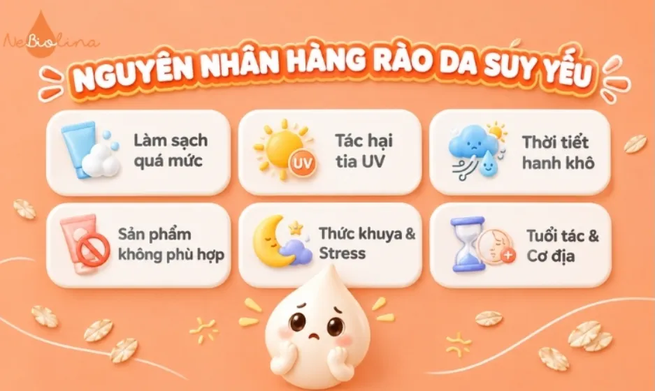 Hàng rào bảo vệ da có thể bị tổn thương do nhiều nguyên nhân