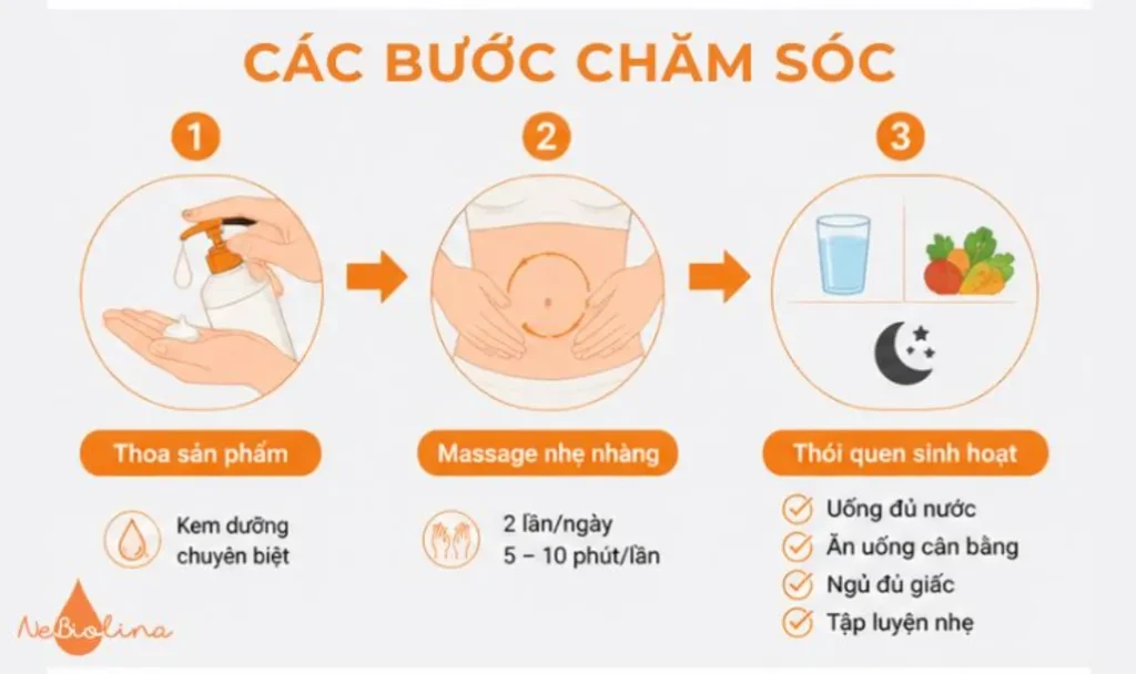 Chăm sóc rạn da đúng cách. 