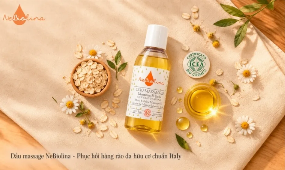 Body oil NeBiolina giúp bảo vệ và phục hồi hàng rào da