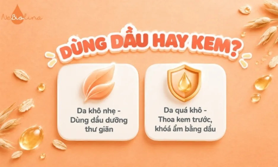 Có thể dùng cả dầu dưỡng thể và kem dưỡng đối với da quá khô