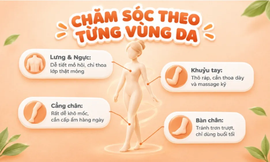 Mỗi vùng da body đều có đặc điểm riêng