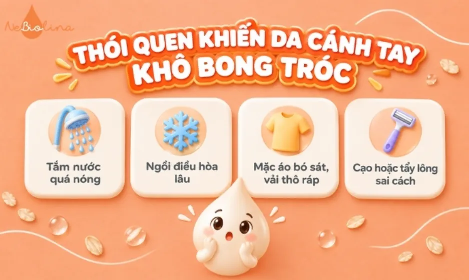 Những thói quen khiến da cánh tay bị khô bong tróc