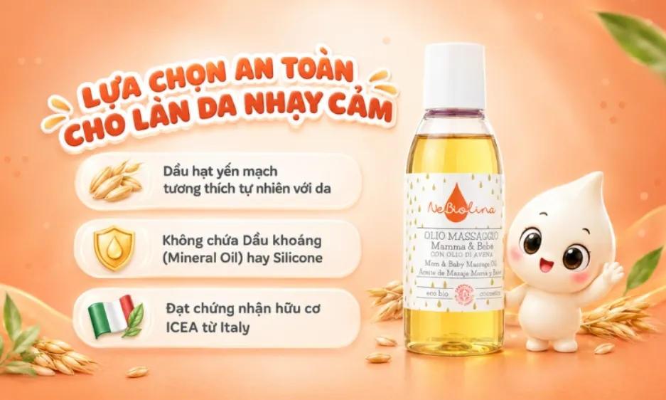 Body oil NeBiolina dưỡng ẩm sâu, an toàn cho da nhạy cảm