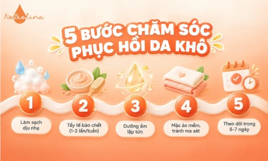 Quy trình chăm sóc phục hồi da khô bị tróc vảy
