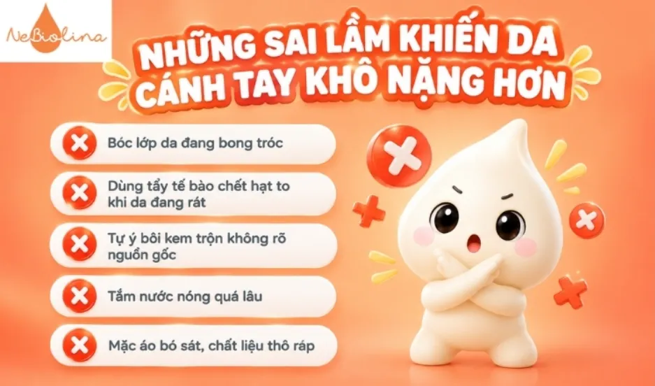 Những sai lầm khiến da cánh tay bị khô nặng hơn