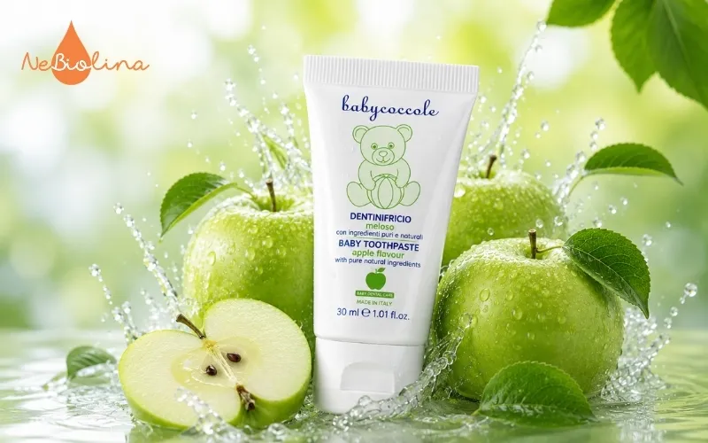 Kem đánh răng cho bé nuốt được Babycoccole hương táo dịu nhẹ