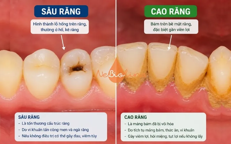 Phân biệt sâu răng và mòn răng