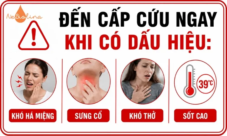 Đến cấp cứu ngay khi có các dấu hiệu cảnh báo nhiễm trùng nghiêm trọng.