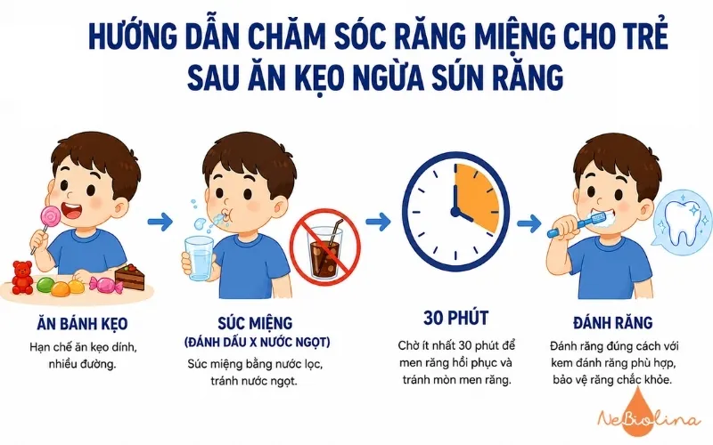 Cách chăm sóc răng ngừa ăn kẹo sún răng 