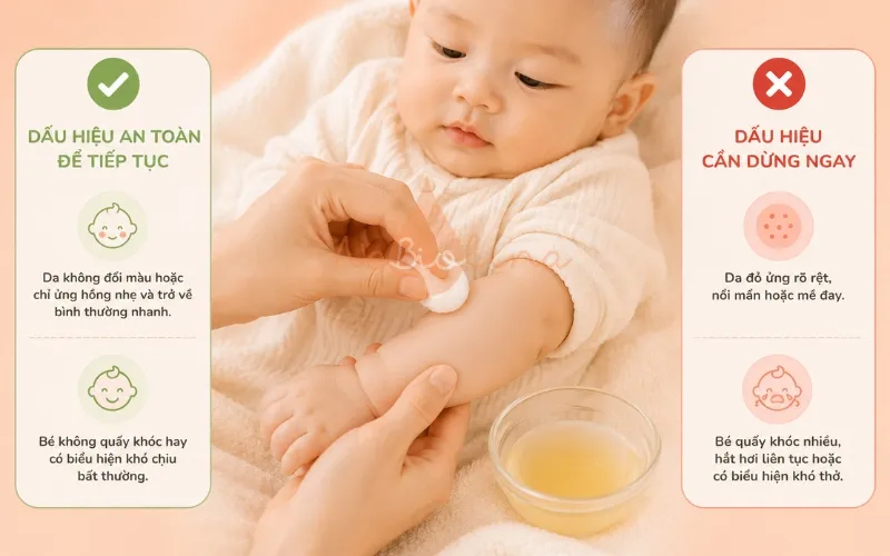 Kiểm tra dị ứng áp da trước khi tắm toàn thân cho bé lần đầu